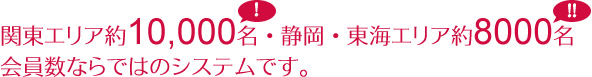 東海エリア約7000名・関東、関西約20000名
会員数ならではのシステムです。