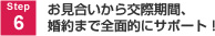 STEP6 お見合いから交際期間、婚約まで全面的にサポート！